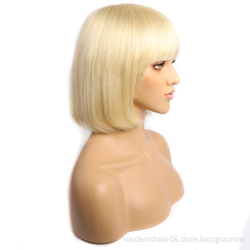 wholesale 613  machine made human hair wig with bangs